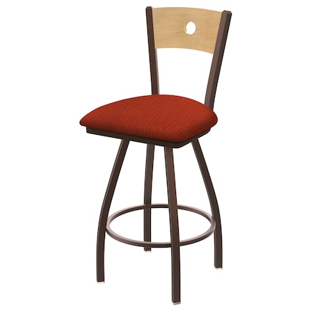 30 Swivel Counter Stool,Brnz Finish,Nat Back,Graph Poppy Seat